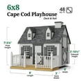 thumbnail image 3 of Little Cottage Co. 6x8 Cape Cod Playhouse with Floor, Deck and Rail, and Loft, Outdoor Wood Do-It-Yourself Kit, 3 of 12