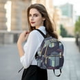 thumbnail image 6 of FORMRS Mini Backpack Purse for Women Quilted Travel Daypack Casual Shoulder Bag, Cube Stripes, 6 of 7