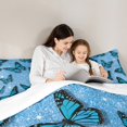 thumbnail image 5 of Feelyou Fashion Blue Butterfly Queen Comforter Set, Glitter Sequin Print Bedding Sets, Teens Kids Girls Women Bedding Comforter Set, Super Cozy Room Decor, 3-Piece, 5 of 8