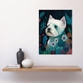 thumbnail image 2 of West Highland White Terrier in Flowers Dark Multicoloured Linocut Illustration Large Wall Art Poster Print Thick Paper 18X24 Inch, 2 of 5