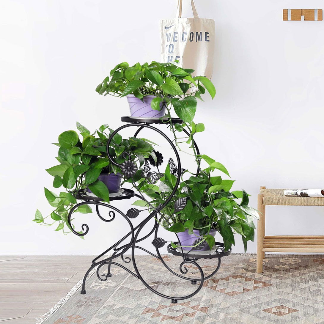 HLC 3 Tier Metal Plant Stand Garden Patio Flower Pot Rack Modern "S" Design,... by HLC