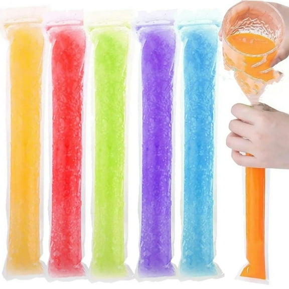 100Pcs Popsicle Molds Bags DIY Disposable Ice Pop Bags Mold Bags Homemade ice lolly Bags with Silicone Funnel Freeze Snacks Freezer Tubes, 11 x 2.16 inch