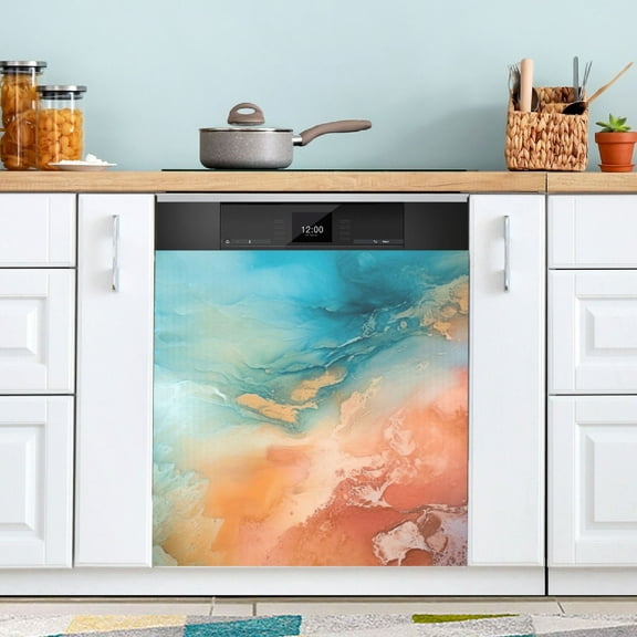 Green Blue Red Orange Marble Dishwasher Magnet Cover Magnetic Fridge Door Cover Home Kitchen Decor 23"x 26"