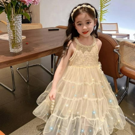 

URMAGIC Toddler Baby Girl Sequins Dress Sleeveless Mesh Tulle Dress Summer Layered Princess Cake Dress 1-6 Years