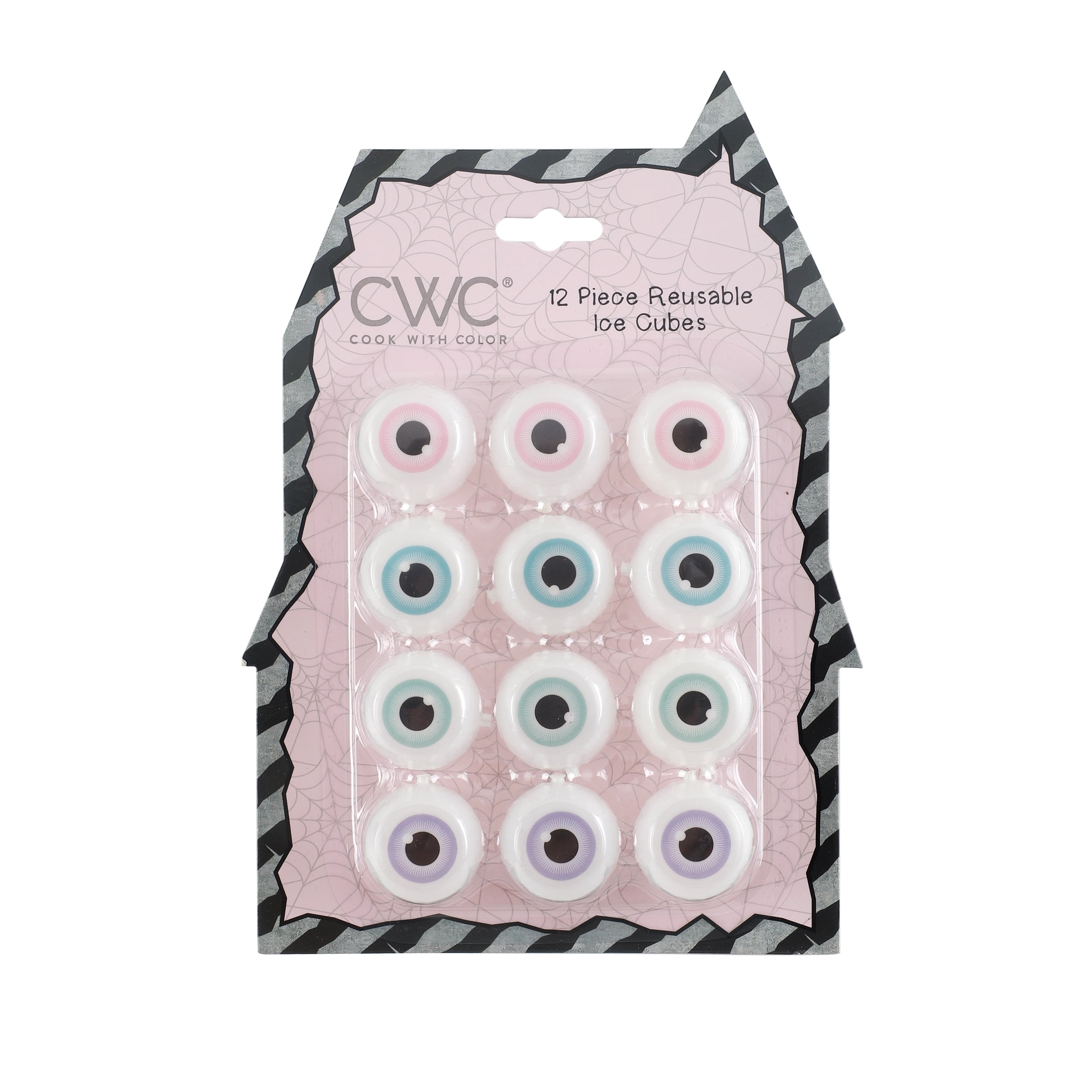 (2 pack) Cook With Color 12-Pack Eyeball-Shaped Reusable Halloween Ice Cubes – Food-Grade Plastic