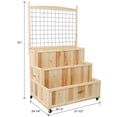 thumbnail image 6 of Gzxs Raised Garden Bed with Trellis, 3-Tier Wooden Elevated Planter Box with Drain Holes, Lockable Wheels and Back Storage Area, Garden Trellis for Vine Fruit Vegetable Flower Herb (Natural), 6 of 9