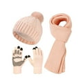 thumbnail image 3 of SUSUSU Autumn Winter Wool Set, Double Pile Knitted Hat Scarf Gloves, Women's Three-Piece, 3 of 3