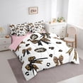 thumbnail image 3 of Manfei Lovely Bow Bowtie 7 Pieces Bedding Comforter Set,Ribbon Bowknot Full Bedding Set,Brown Leopard Print Fitted Sheet Flat Sheet For Girls,Luxury Bedroom Decor Reversible, 3 of 8