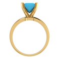thumbnail image 4 of 2 ctw Solitaire Anniversary Ring for Women | Princess Cut Simulated Turquoise | Hyperallergenic Solid 18K Yellow Gold, 4 of 5