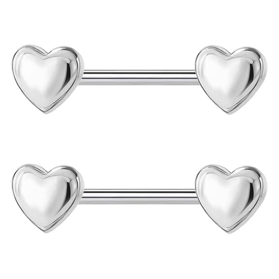 2PCS 14G Minimalist Heart Nipple Rings 316L Stainless Steel Barbells Piercing Body Jewellery for Women