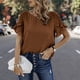 thumbnail image 2 of Top de cuello redondo de manga corta con encaje de color liso para primavera y verano para mujer OAVQHLG3B Store  lin121212, 2 of 4