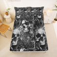 thumbnail image 5 of Homewish Horror Gothic Skull Bed Sheets,Gray Rose Floral Full Size Sheets,Halloween Bed Set,4pcs,1 Flat Sheet, 1 Fitted Sheet and 2 Pillowcases, 5 of 6
