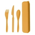 thumbnail image 1 of Ensemble de Vaisselle en Paille de Blé Réutilisable - Ustensiles de Camping Portatifs pour Enfants et Adultes - Trousse Pliable Couteau Fourchette Cuillère avec Étui de Voyage, 1 of 8