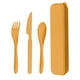 thumbnail image 2 of Juego de cubiertos de paja de trigo | 3 piezas de cuchillo, tenedor y cuchara para niños y camping | Utensilios de viaje portátiles con estuche | Vajilla de plástico ecológica para almuerzos, 2 of 9