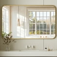 thumbnail image 4 of BEAUTYPEAK 30"x48" Wall Mirror Rounded Corners Hanging Vanity Mirror Gold, 4 of 9