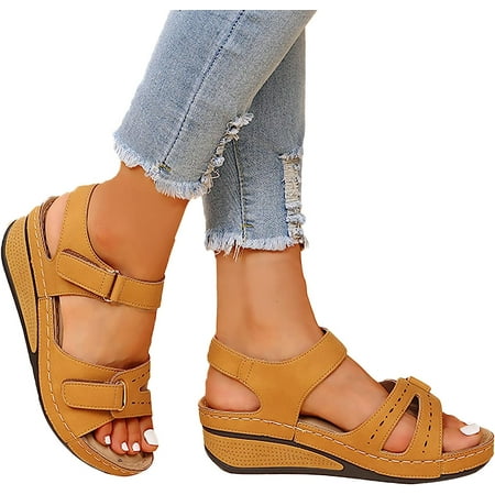 

Sandals for Women Arch Support Rhinestones Dressy Wedge Sandals Casual Summer Open Toe Slide Sandals