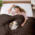 thumbnail image 6 of Kotton Culture 1 Pc California King Duvet Cover Only-100% Egyptian Cotton 600 TC Ultra Soft Premium Durable Comforter Cover Zipper Closure & Corner Ties- (Chocolate, 104" X 98"), 6 of 8