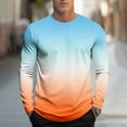 thumbnail image 2 of Dagegui Long Sleeve T-Shirts for Men Trendy Gradient Color Crewneck Tops Fall Pullover Big and Tall Athletic Tee Orange XXXL, 2 of 5