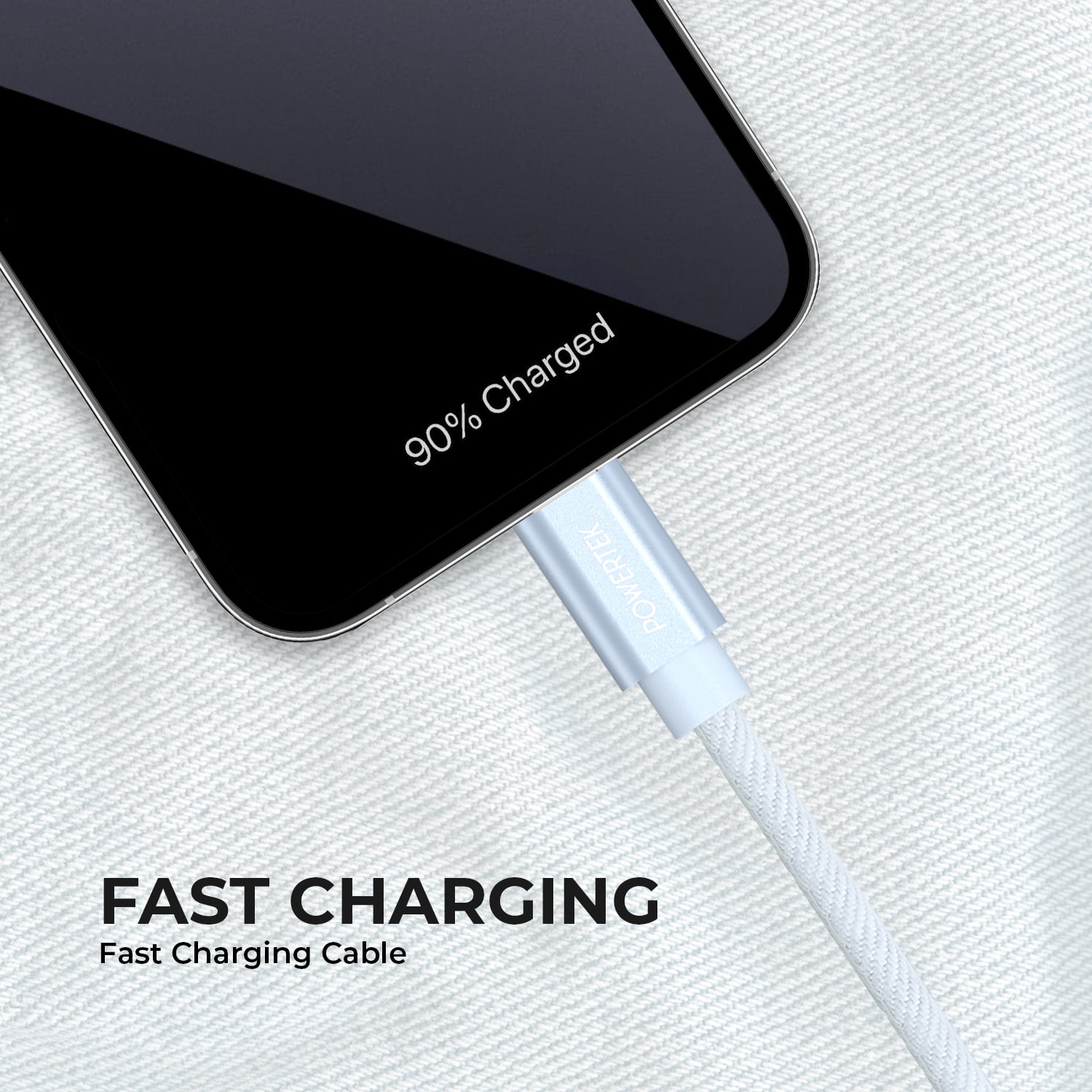 Liquipel Powertek Denim 6' USB-A to USB-C Cable, Light Blue