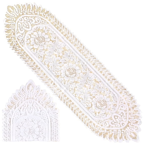 AUQ 2 Pack Cotton Lace Rectangular Table Runner Doilies Table Dresser Scarf Décor doyles for tables 13" 45"
