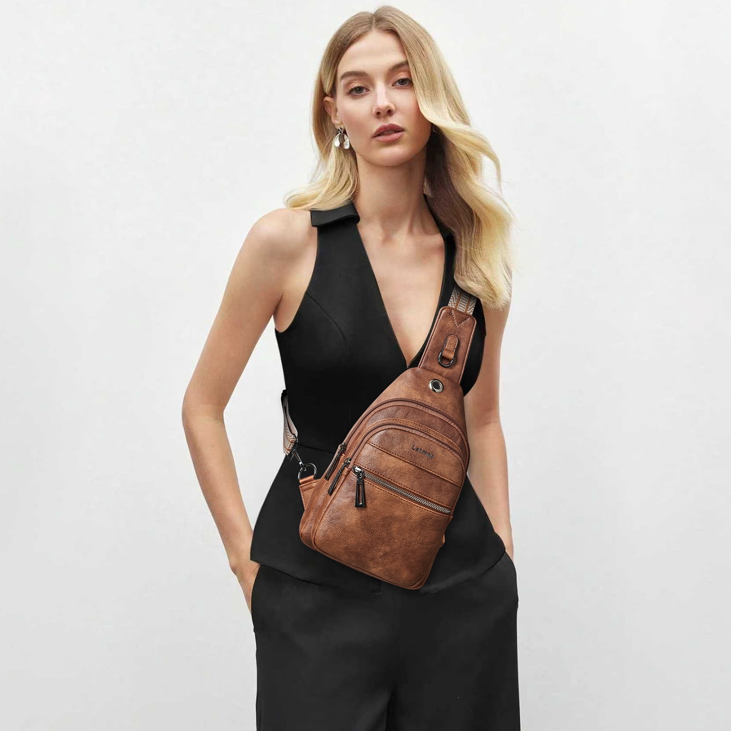 LATMAP Crossbody Sling Bag for Women, Adjustable Straps, Suitable for Travel and as a Gift, Brown
