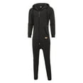 thumbnail image 5 of Men's Fleece Lined Hooded Jumpsuit, Insulated Zip Up, Pure Color Splicing, Casual One Piece Pajamas, Autumn Winter, 5 of 8