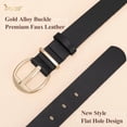 thumbnail image 4 of JASGOOD Women Leather Belts Black Coffee Ladies Belt for Jeans with Gold Buckle, 4 of 7