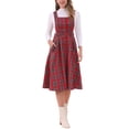 thumbnail image 1 of Vestido de tirantes a cuadros INSPIRE CHIC para mujer, vestido vintage de corte A, color rojo y verde, 1 of 6