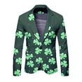 thumbnail image 4 of Hwmodou Airport Outfits For Men 2024 Mens St Pat Day Suit 2PCS Suit Four Leaf Gold All Print Suit Pants Suit Top And Bottom 2PCS Suit Party Holiday Outfit For Man, 4 of 6