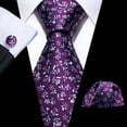 thumbnail image 3 of Juego de corbatas Barry.Wang Wispy Floral de seda morada de 150 cm, 3 of 8