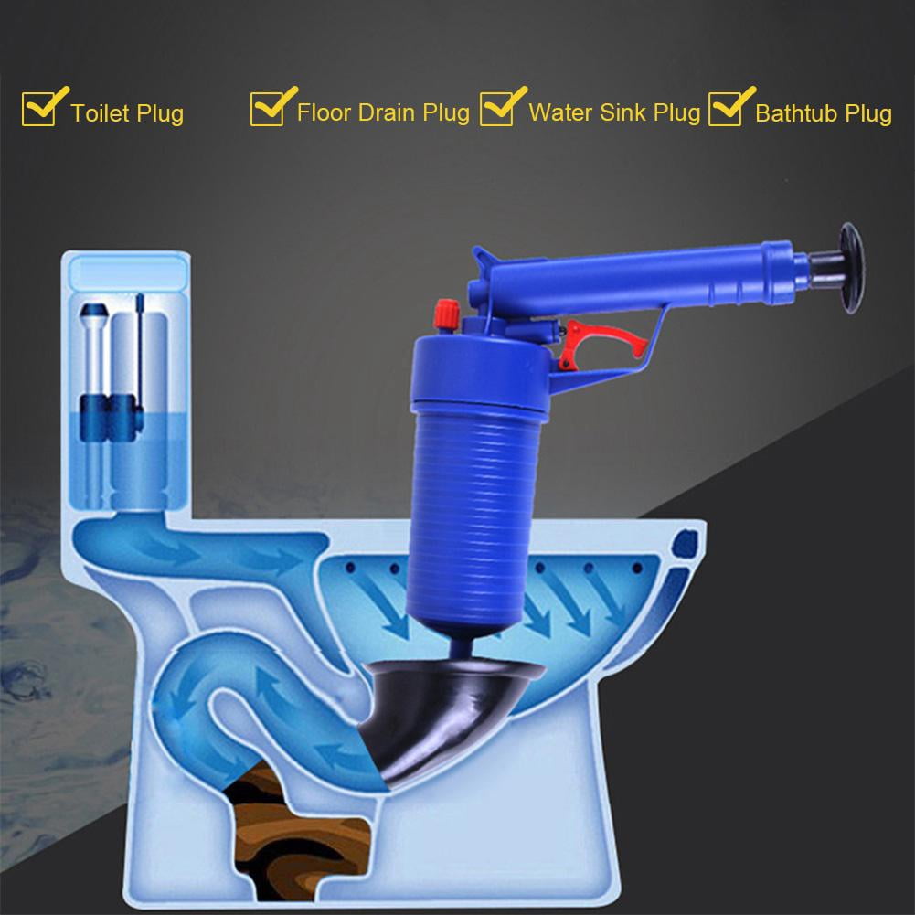 Electric Toilet Plunger – High Pressure Drain Clog Remover – 0.4MPa Max – 4 Head Attachments – Air Gauge – Rechargeable – Unclogs Toilets, Sinks, Showers & Floor Drains