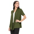 thumbnail image 2 of MOA COLLECTION Women's Casual Solid Short Sleeve Basic Open Draped Front Cardigan Office Wear, 2 of 6