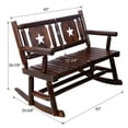 thumbnail image 2 of Barara King Outdoor Bench, Patio Benches for Outdoors,Outdoor Wood Rocking Bench Carbonized Double Rocking Chair for 2 Persons with Wide Curved Seat, Rustic Brown, 2 of 13