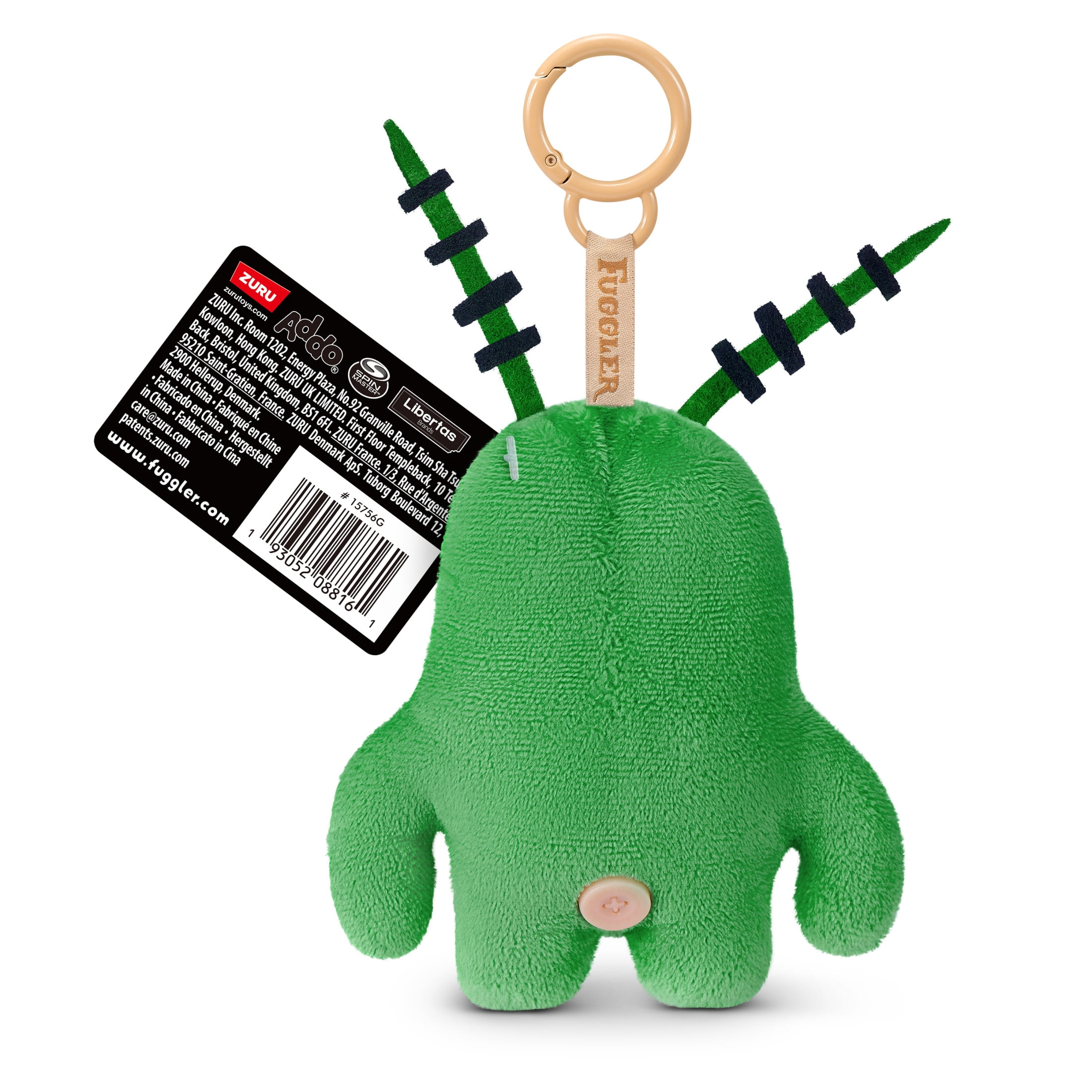 Fuggler SpongeBob Key Rings 5 inch (Sheldon Plankton), Funny Ugly Monster Plush Keychain by ZURU