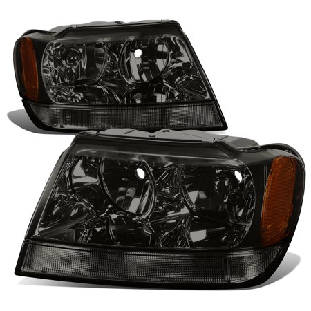 Jeep Grand Cherokee Corner Light - For 1999 to 2004 Jeep Grand Cherokee Smoked Housing Amber Corner Headlight Headlamps WJ 00 01 02 03 Left+Right