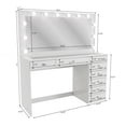thumbnail image 4 of Boahaus  Makeup Vanity Desk Glass Top 8 Drawers Crystal Knobs Lighted Mirror White-Basic Knobs, 4 of 5