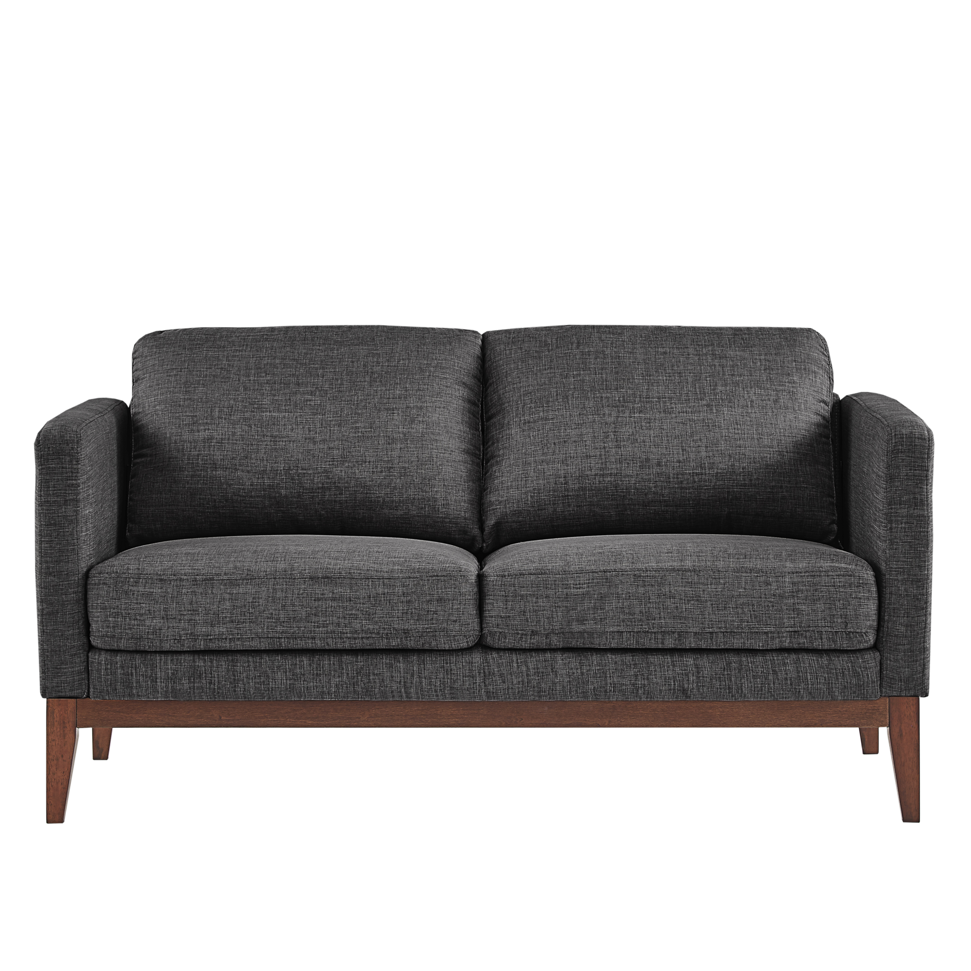 Weston Home Riley Linen Upholstered Loveseat with Wood Legs, Dark Grey