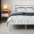 thumbnail image 3 of Queen Size White Metal Bed Frame with Headboard, Heavy Duty Sturdy Platform Bed, No Box Spring Needed, Easy Assembly, Noise-Free, Modern Style Bedroom Furniture, 3 of 7