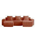 thumbnail image 6 of Newest Modern U-Shape Velvet Sectional Sofa with 2 Ottomans & Throw Pillows for Living Room & Lounge, Red, 6 of 18