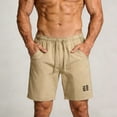 thumbnail image 2 of Afuyipoi ​Men's 5-inch Inseam Wide-Leg Shorts Lightweight Breathable Training Shorts, Trendy Letter Print Athletic Shorts with Drawstring Waist Khaki Size XL, 2 of 6