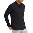 thumbnail image 3 of Jalioing Men's Long Sleeve Golf Shirt Collared Ribbed Casual T Shirt Business Dressy Solid Color Tops, 3 of 8