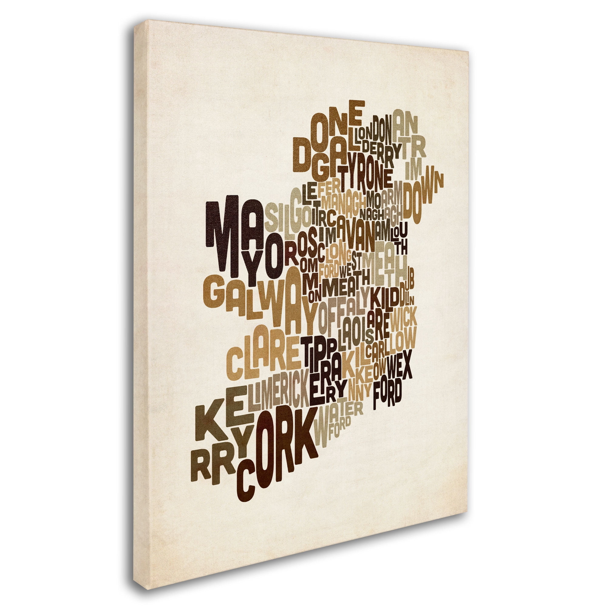Trademark Art 'Ireland Text Map 2' Canvas Art by Michael Tompsett