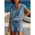 thumbnail image 5 of Women'S Two Piece Sets Summer V Neck Sleeveless Shorts Set XL, 5 of 9