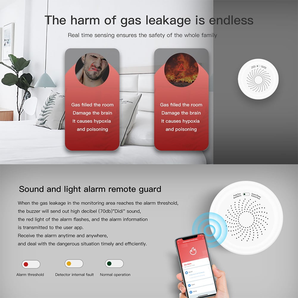 For Zigbee For Tuya Smart Gas Reliable Detector Alarm Detect Natural Leak