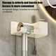 thumbnail image 5 of Estante de almacenamiento para secador de pelo montado en la pared | Organizador de baño de plástico ABS con ganchos | Montaje adhesivo sin perforación | Estante compartimentado para secador de, 5 of 7