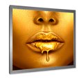 thumbnail image 2 of Designart 'Gold Paint Drips From Sexy Girl Lips' Modern Framed Art Print, 2 of 4