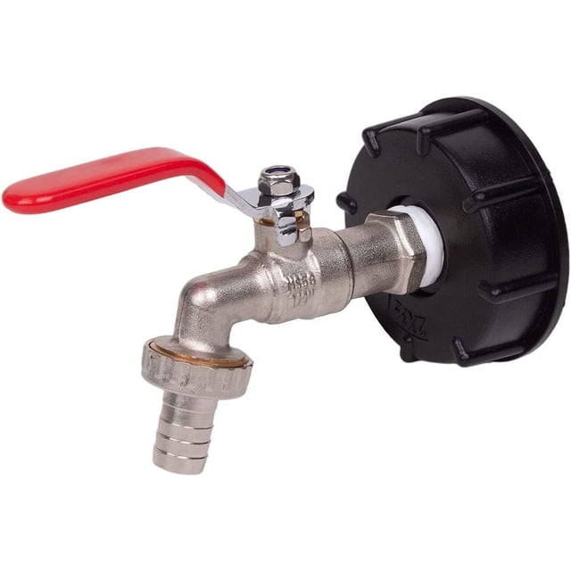 Grifo para tanque de 1000 l, grifo para recolección de agua de lluvia, adaptador para tanque IBC de 1/2", grifo doble para recolección de agua de lluvia, grifo de latón fabricado en PP,