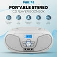 thumbnail image 3 of Philips Bluetooth Portable Boombox with Top-Loading CD Player, FM Radio, USB Playback, and Dynamic Bass Boost - White, 3 of 7