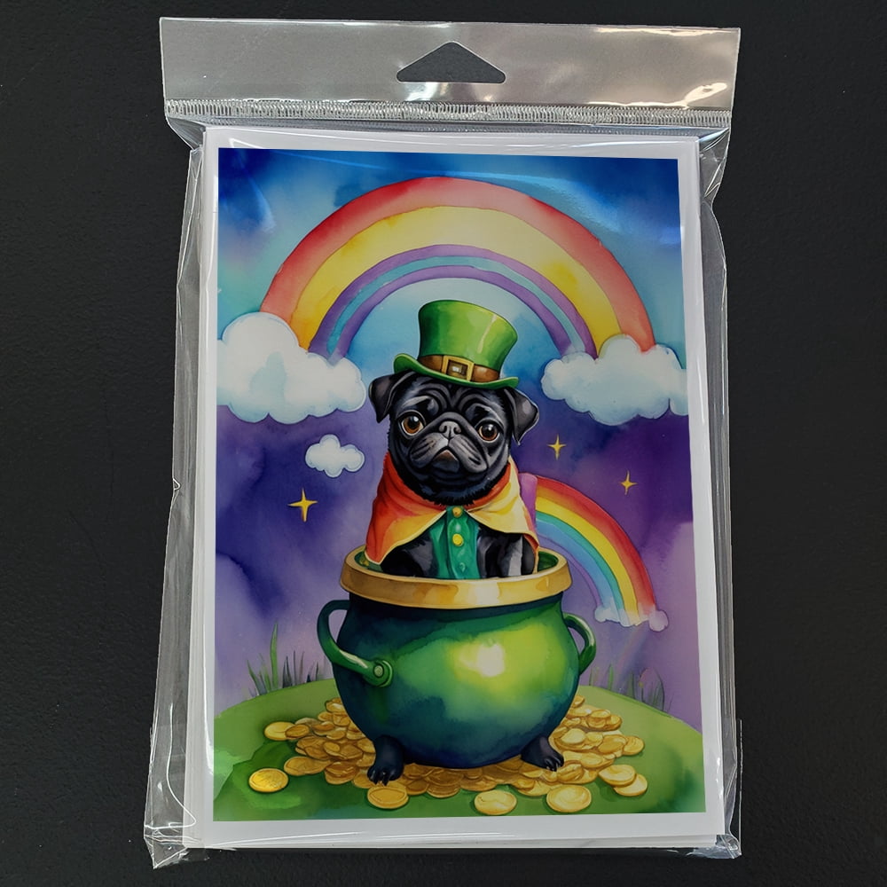 Pug St Patrick's Day Greeting Cards Pack of 8 7 in x 5 in