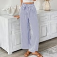 thumbnail image 3 of fatyb Womens Stripe Casual Pants with Pockets Elastic High Waist Lightweight Loose Trousers for Women, 3 of 7